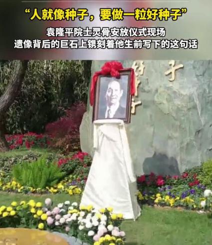 袁隆平安葬仪式上这句话让人破防：人生就像一粒种子，要做一粒好种子！墓上放了两碗米瞬间让人破防！