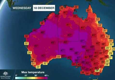 澳大利亚热到发紫 全国平均40.9度