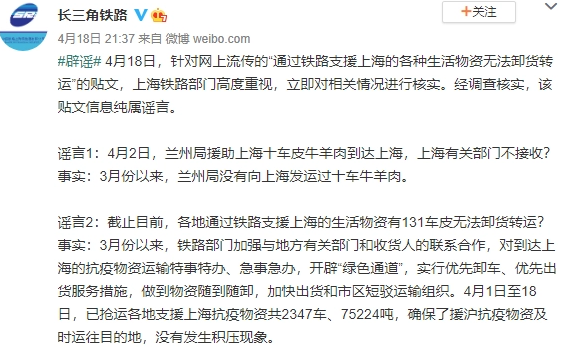 援沪牛羊肉无人接收?上海:以上信息均为谣言!