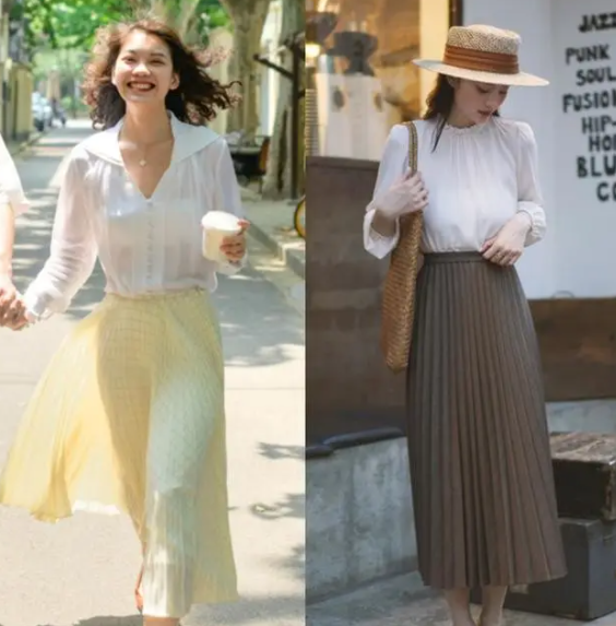 夏日法式穿搭：女人30岁以后都爱穿“衬衫+半身裙”，减龄又洋气