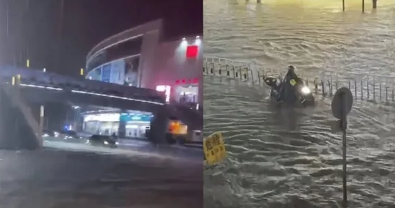 广东暴雨:街头积水市民骑车如渡河,突发天气如何应对?