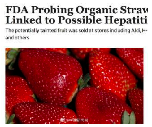 美国甲肝疫情或与被污染的草莓有关，草莓被评“最脏水果”