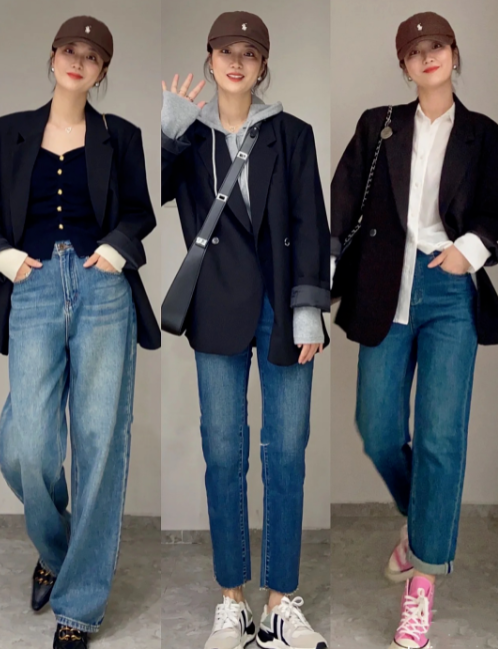 女生黑西服外套配什么穿好看(秋季黑西服外套这样穿百搭)