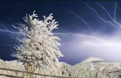 辽宁网友拍到少见“雷打雪”现象(冬天出现雷打雪好吗)
