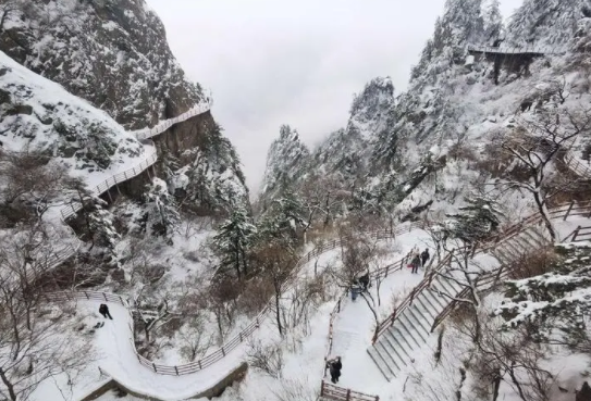 河南老君山现雨凇景观车窗覆冰，河南老君山的春山雪景旅游攻略