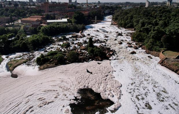巴西一河流遭工业废水污染 超10吨鱼尸层层叠叠漂浮水面