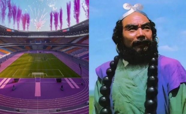 巴黎奥运和沙僧撞色了 田径场地紫绿配色和沙僧太像