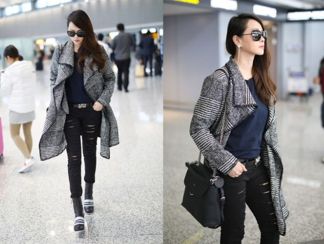 伊能静真是中年女人穿搭标杆!卡其色风衣小黑裤