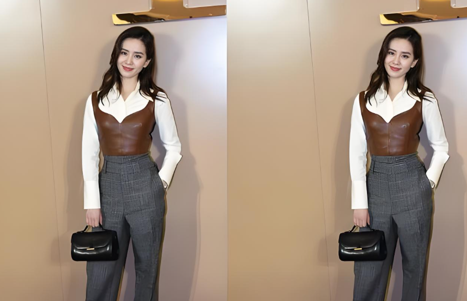 刘诗诗针织开衫叠穿衬衫知性优雅（秋日办公室针织开衫叠穿衬衫范本2025）