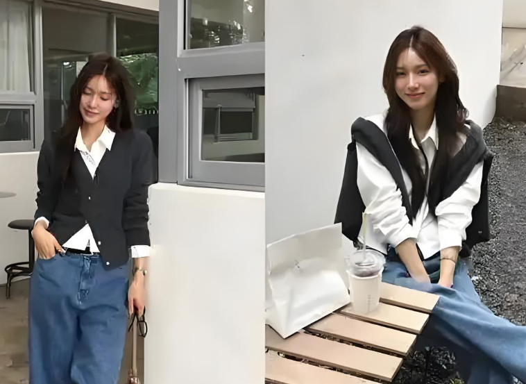 刘诗诗针织开衫叠穿衬衫知性优雅（秋日办公室针织开衫叠穿衬衫范本2025）