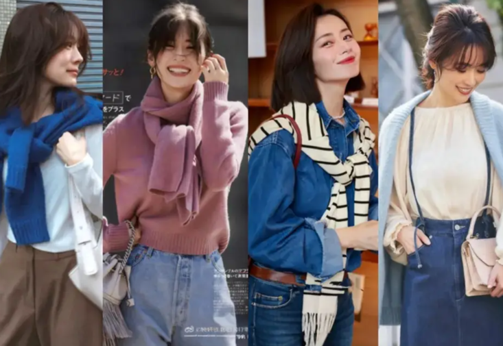 毛衣披在肩上轻松打造法式随性感（2025秋季毛衣基础款点睛穿法）