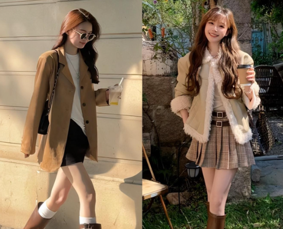 百褶裙搭配马丁靴甜而不腻（秋季校园风百褶裙穿搭定番组合）​