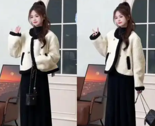 羊羔毛夹克搭配半身甜裙甜酷碰撞（羊羔毛夹克可盐可甜的少女感穿搭2025）