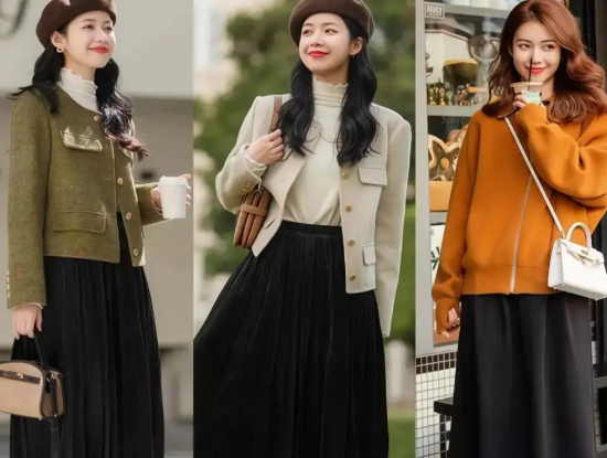 短款毛呢外套配直筒裙优化腰线（毛呢外套的冬日显高风穿搭2025）