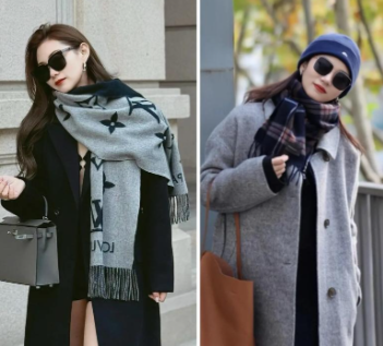围巾披肩式系法点缀造型（围巾的冬日点缀式穿搭2025）