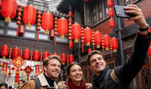 多国游客来华体验地道中国年 全国各大出入境口岸迎来双向客流高峰