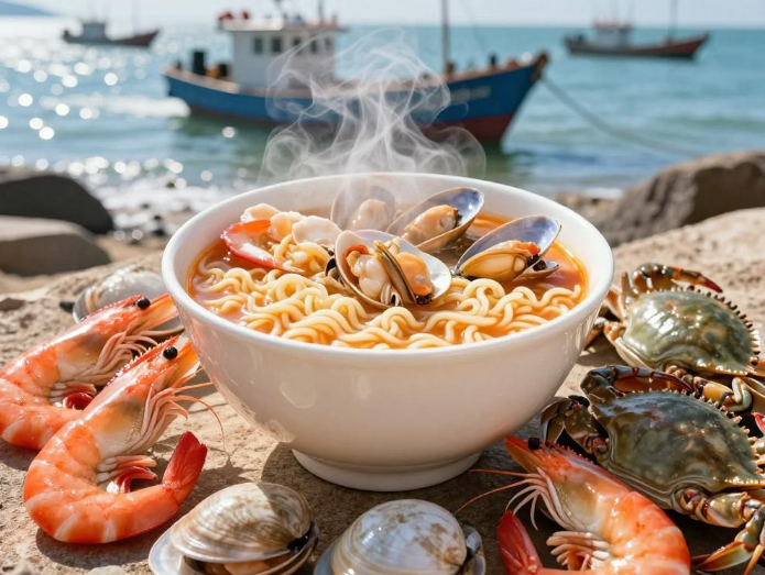 春天的第一桶海鲜泡面现抓现吃，春天海鲜什么最肥?