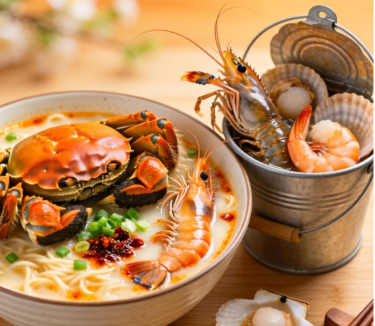 春天的第一桶海鲜泡面现抓现吃，春天海鲜什么最肥?