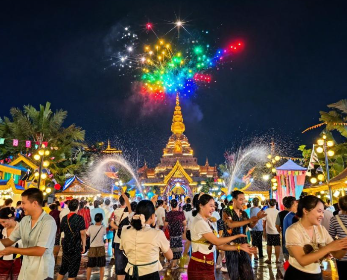 用无人机灯光秀打开版纳泼水节，2026传统民俗与科技光影碰撞