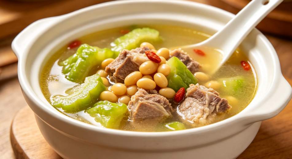 苦瓜黄豆排骨汤清润回甘 苦瓜黄豆排骨汤苦甘鲜三种味道的绝配 苦瓜黄豆排骨汤清润回甘 苦瓜黄豆排骨汤苦甘鲜三种味道的绝配