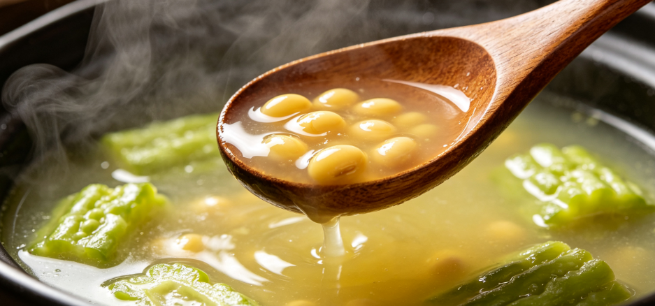 苦瓜黄豆排骨汤清润回甘 苦瓜黄豆排骨汤苦甘鲜三种味道的绝配 苦瓜黄豆排骨汤清润回甘 苦瓜黄豆排骨汤苦甘鲜三种味道的绝配