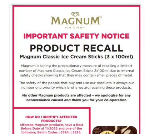 多批次梦龙雪糕被召回 英国召回多批次梦龙冰淇淋 多批次梦龙雪糕被召回 英国召回多批次梦龙冰淇淋